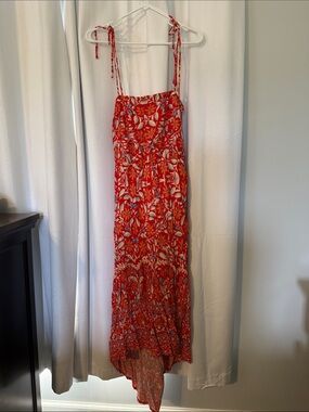 Wish Red Floral Tie-Shoulder High-Low Maxi Dress